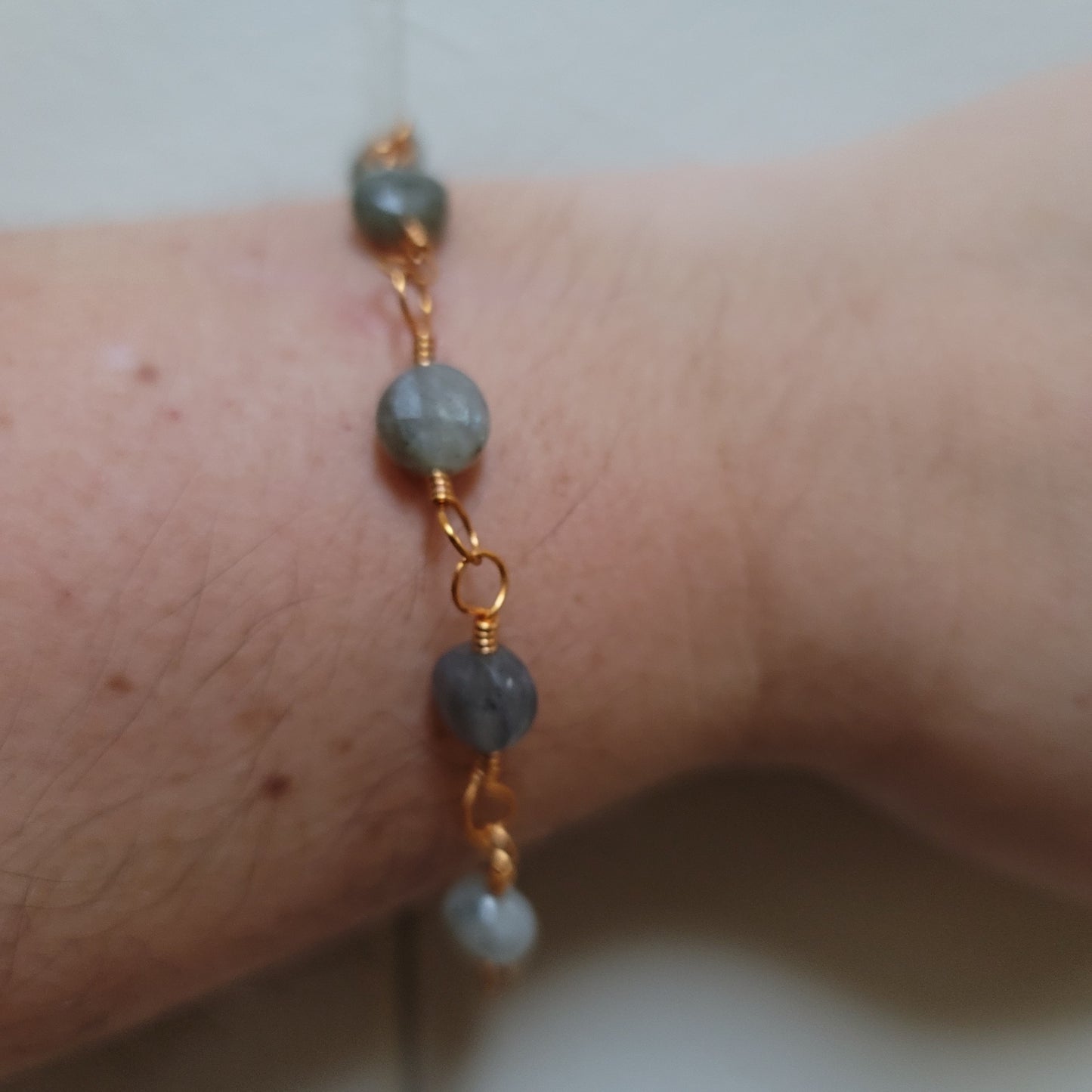 Handmade Labradorite Bronze Chain Bracelet