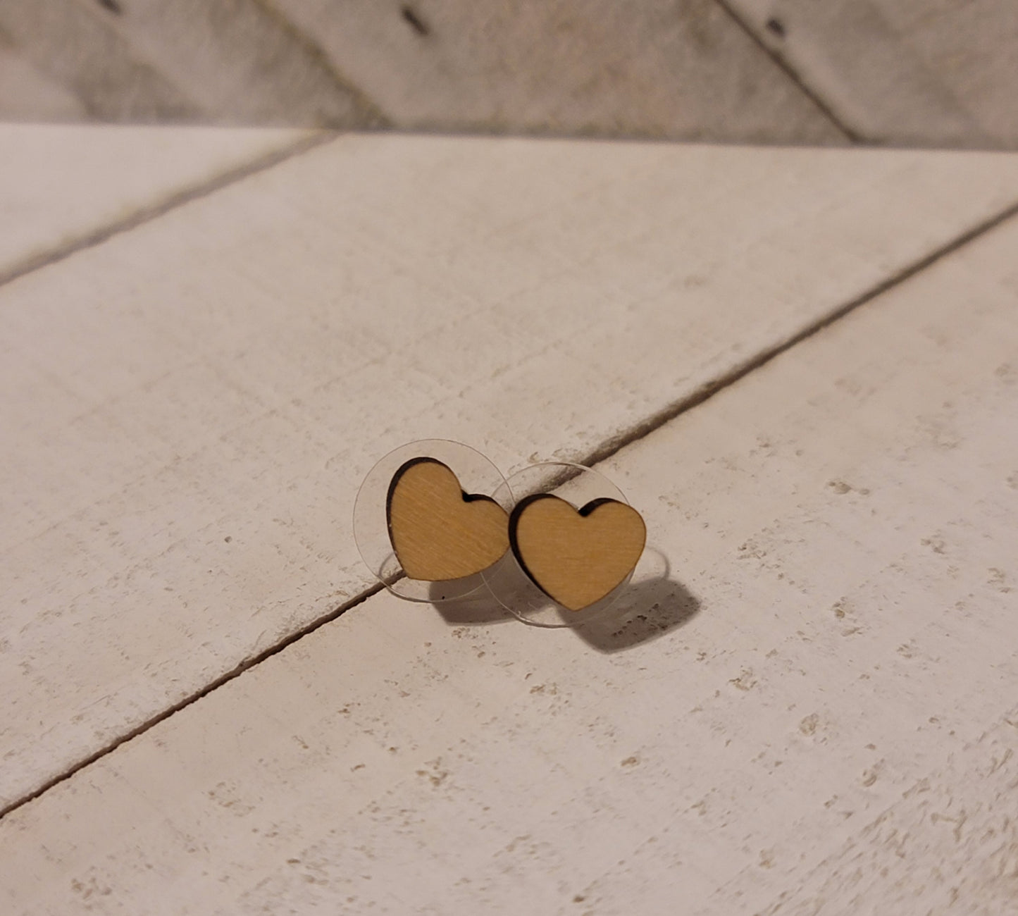 Mini Wood Heart Stud Earrings