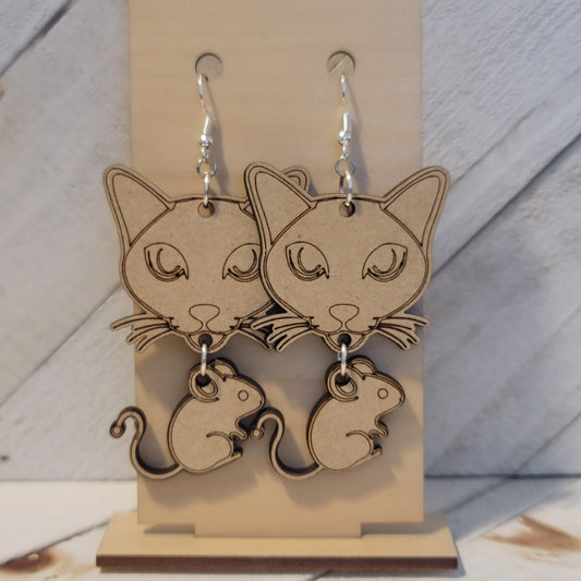 Handmade Cat and Mouse Earrings