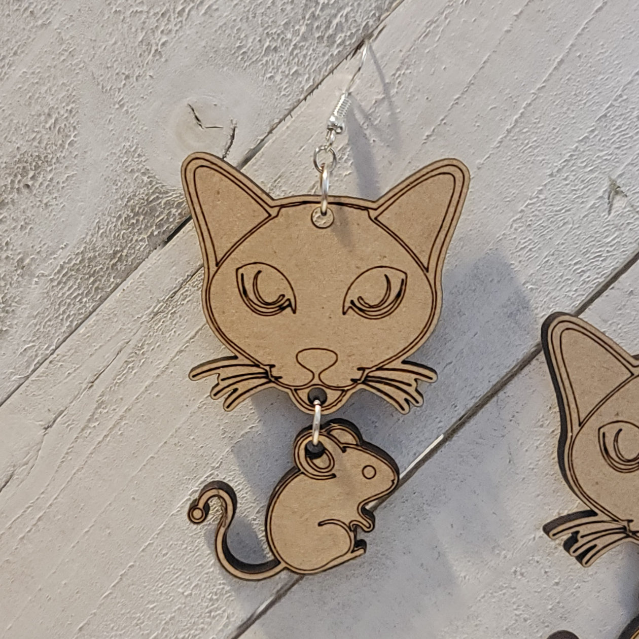 Handmade Cat and Mouse Earrings