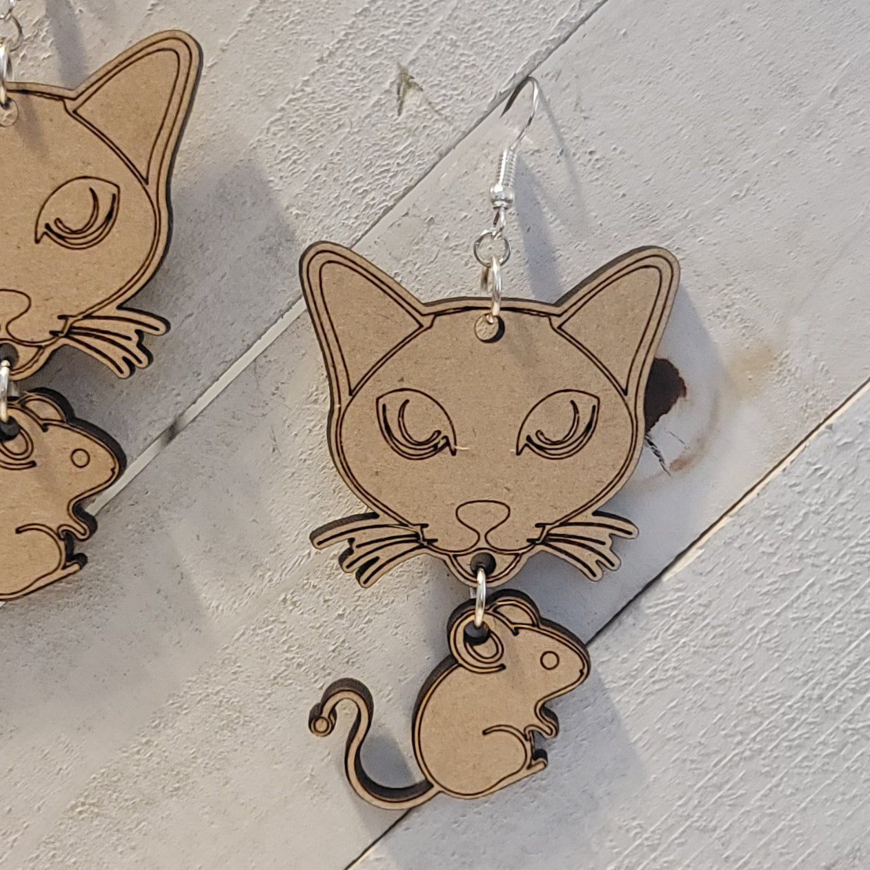 Handmade Cat and Mouse Earrings