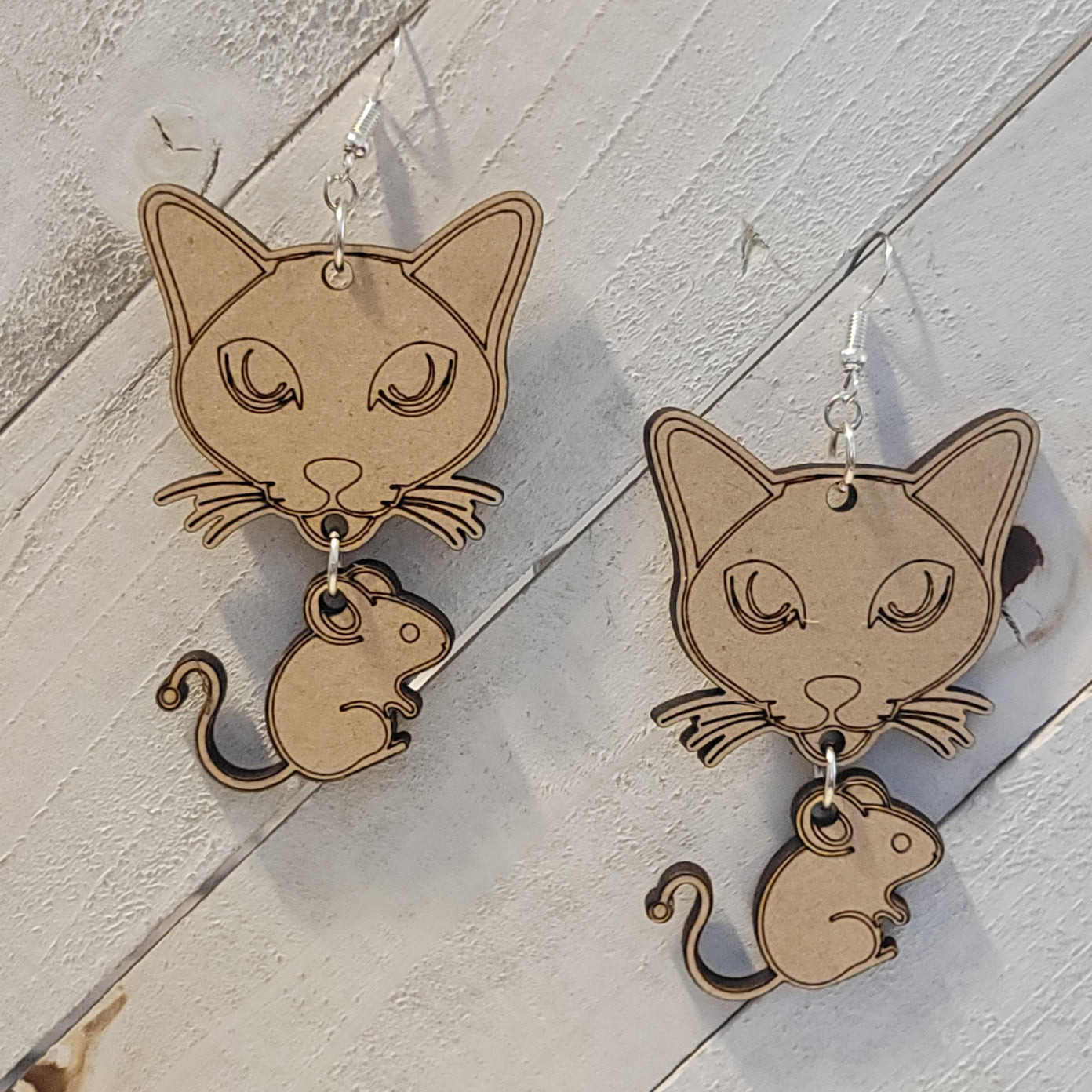 Handmade Cat and Mouse Earrings