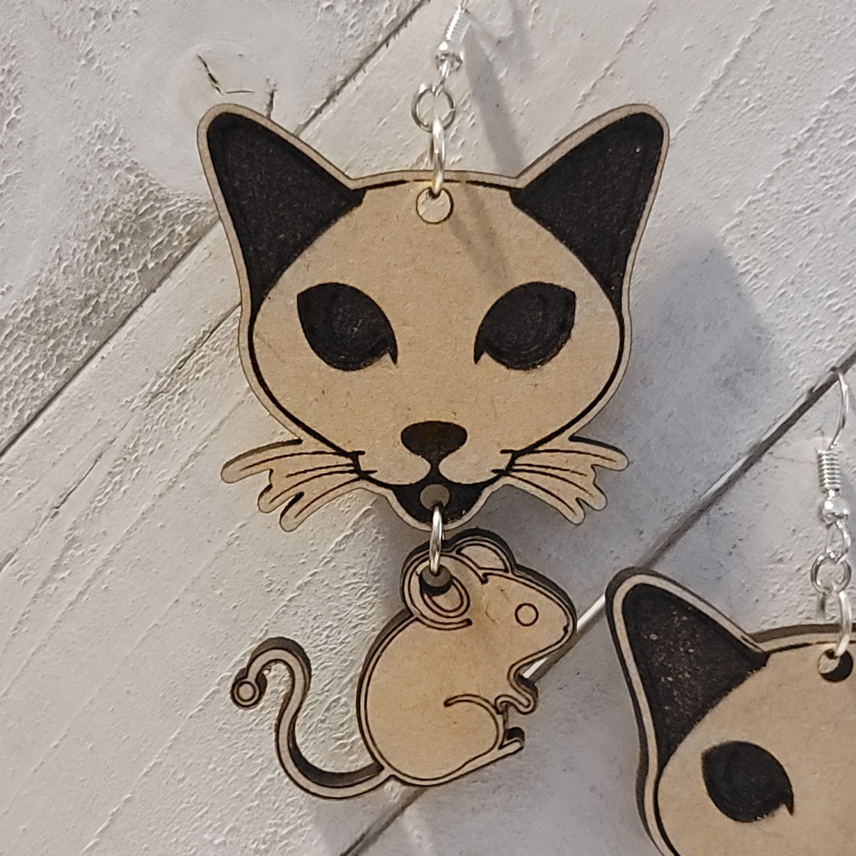 Handmade Cat and Mouse Earrings