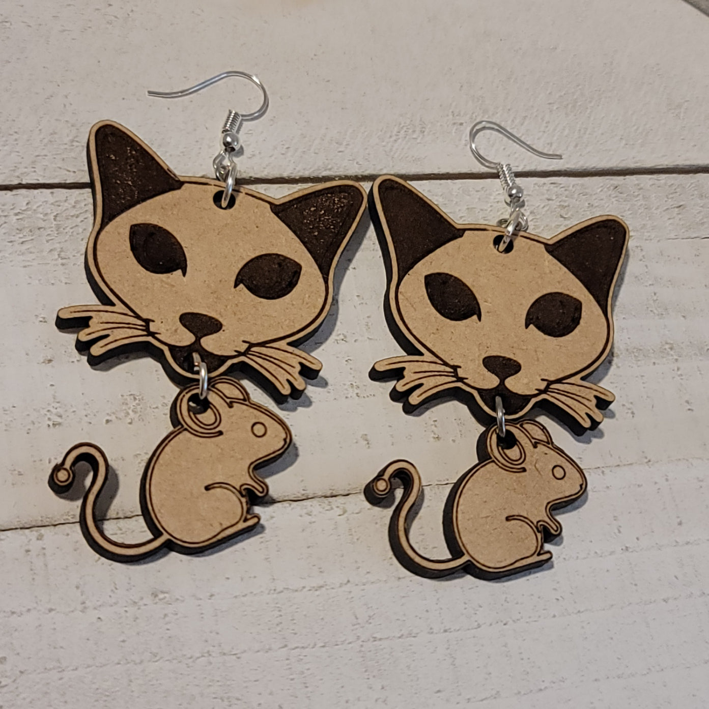 Handmade Cat and Mouse Earrings