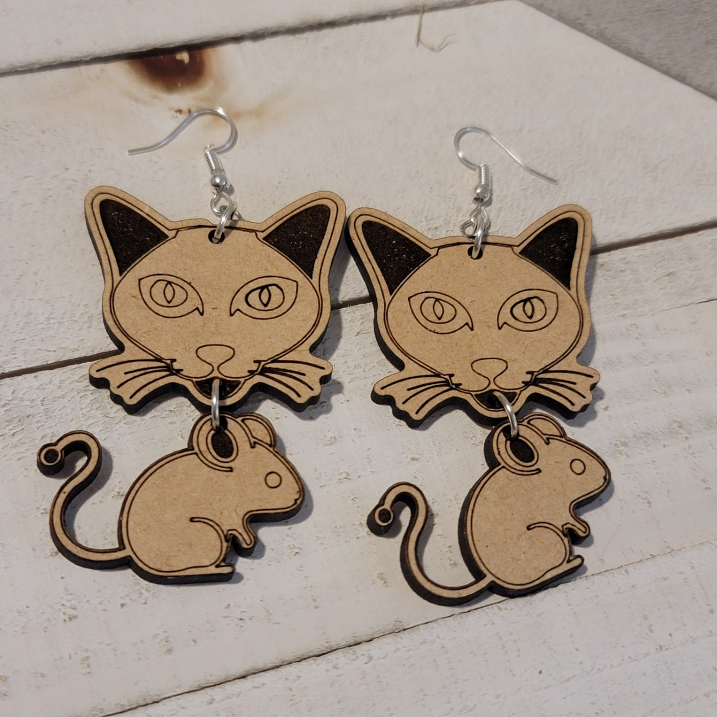 Handmade Cat and Mouse Earrings