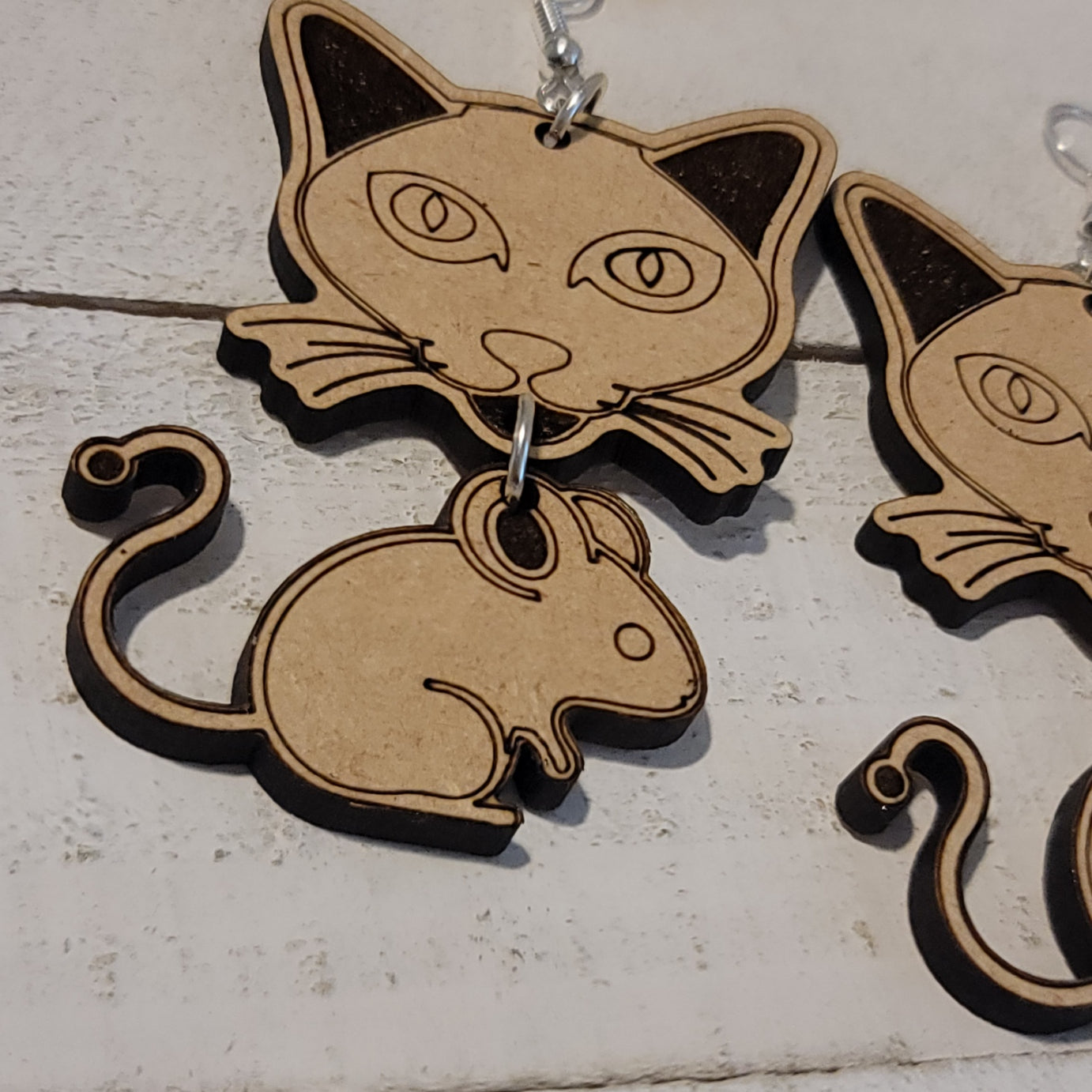 Handmade Cat and Mouse Earrings