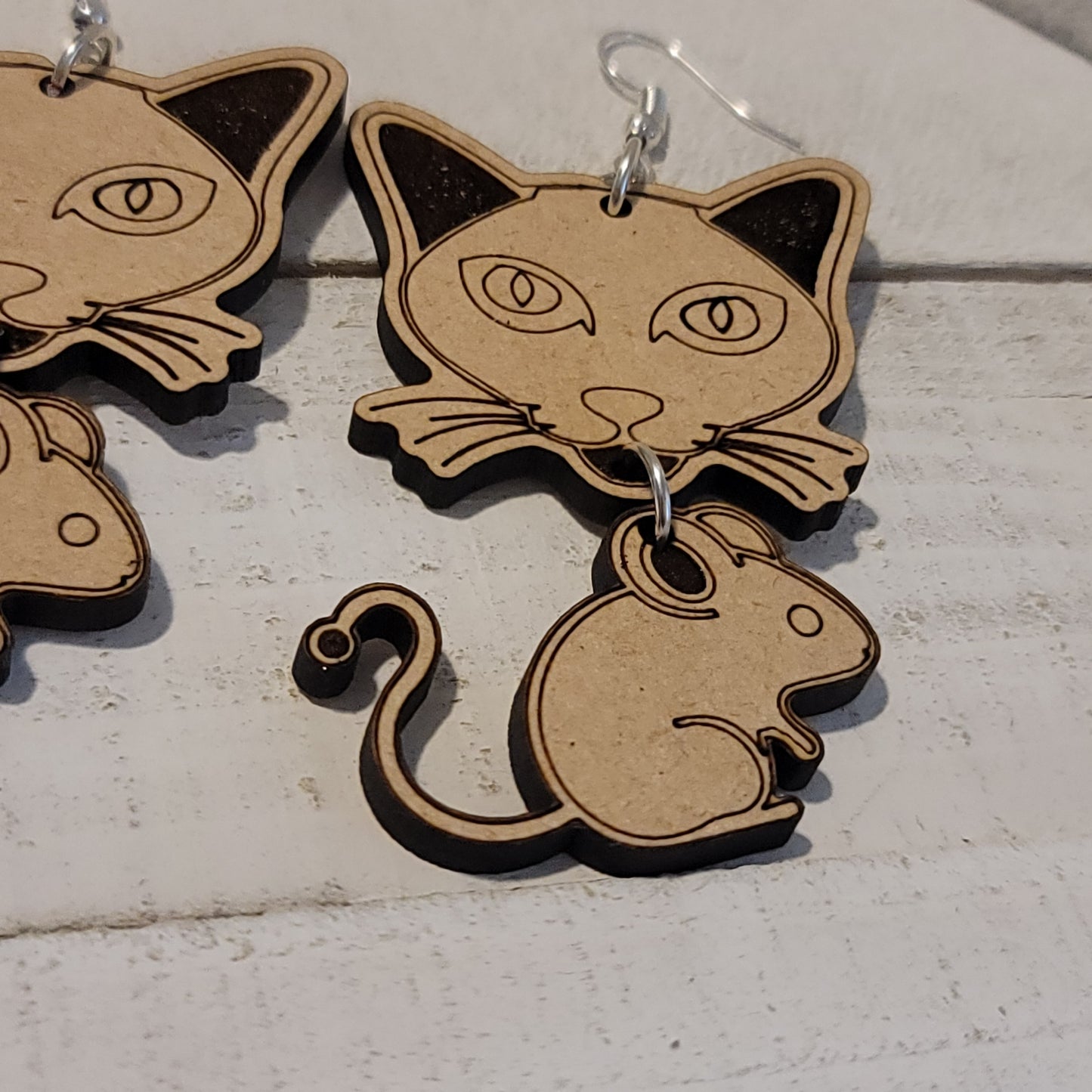 Handmade Cat and Mouse Earrings