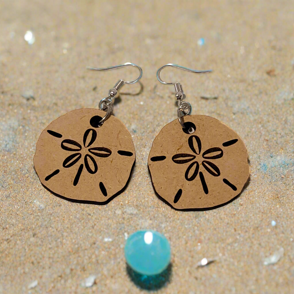 Handmade Laser Cut Sand Dollar Dangle Earrings