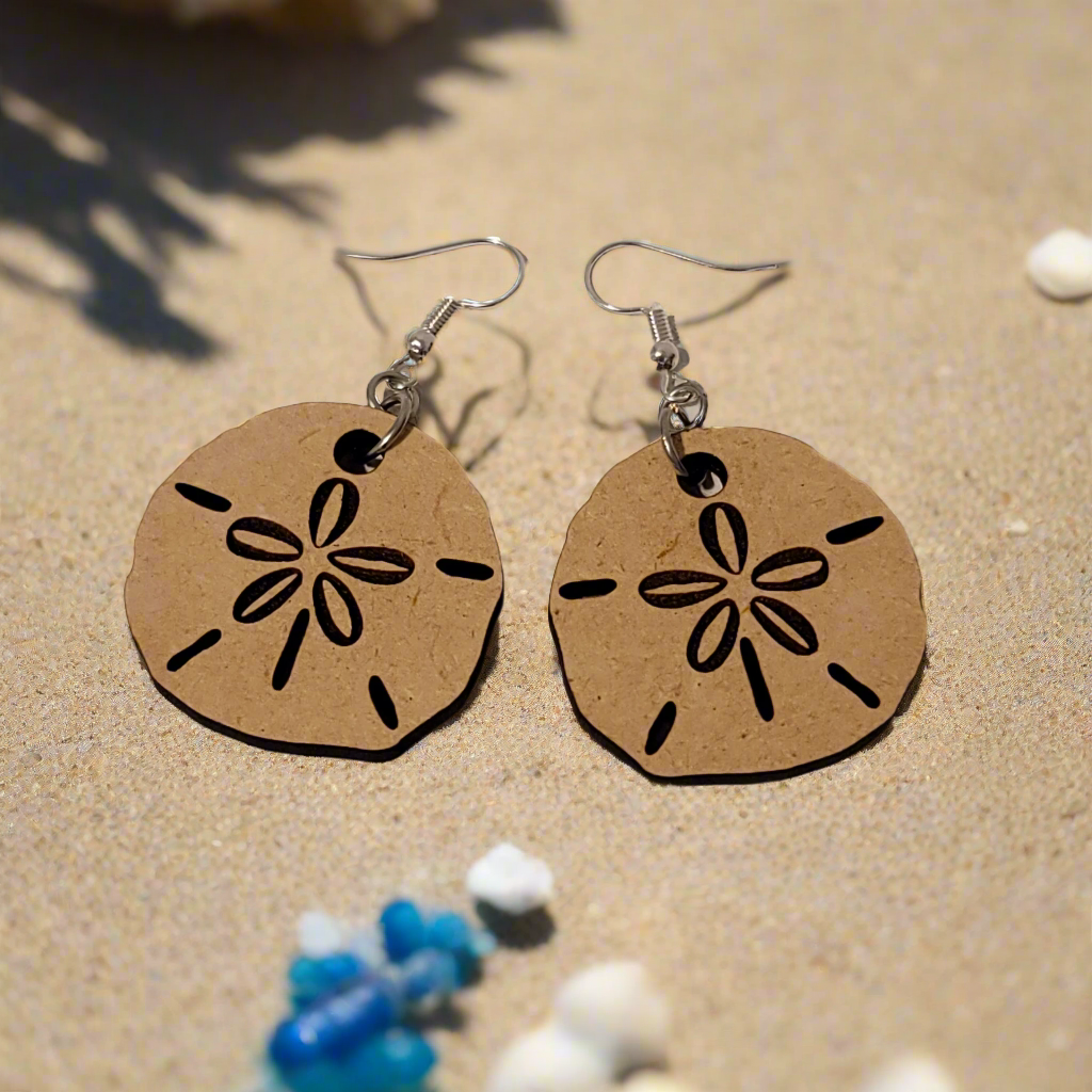 Handmade Laser Cut Sand Dollar Dangle Earrings