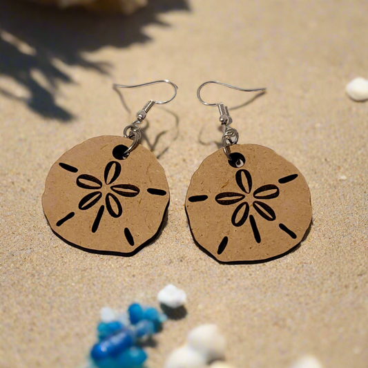 Handmade Laser Cut Sand Dollar Dangle Earrings