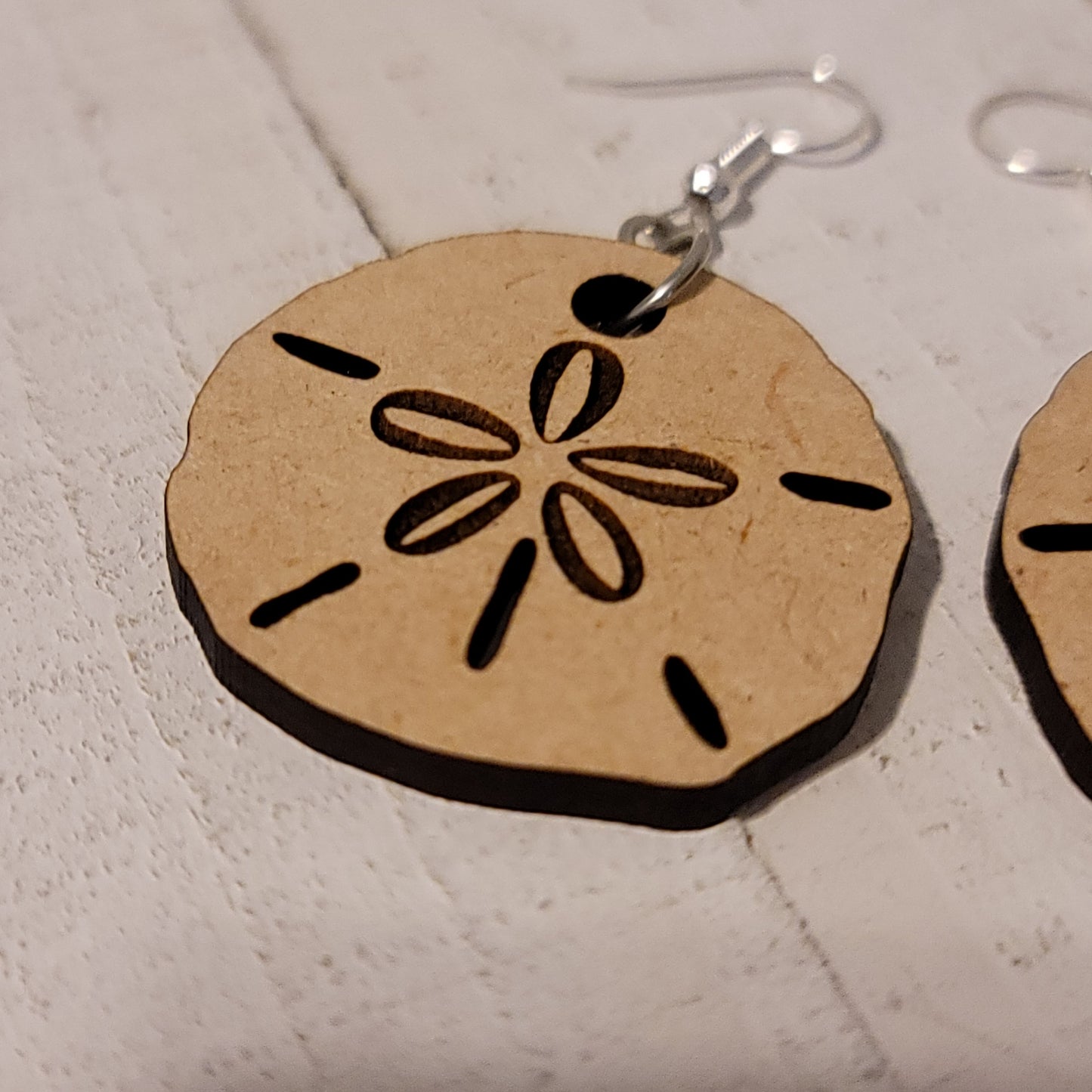 Handmade Laser Cut Sand Dollar Dangle Earrings