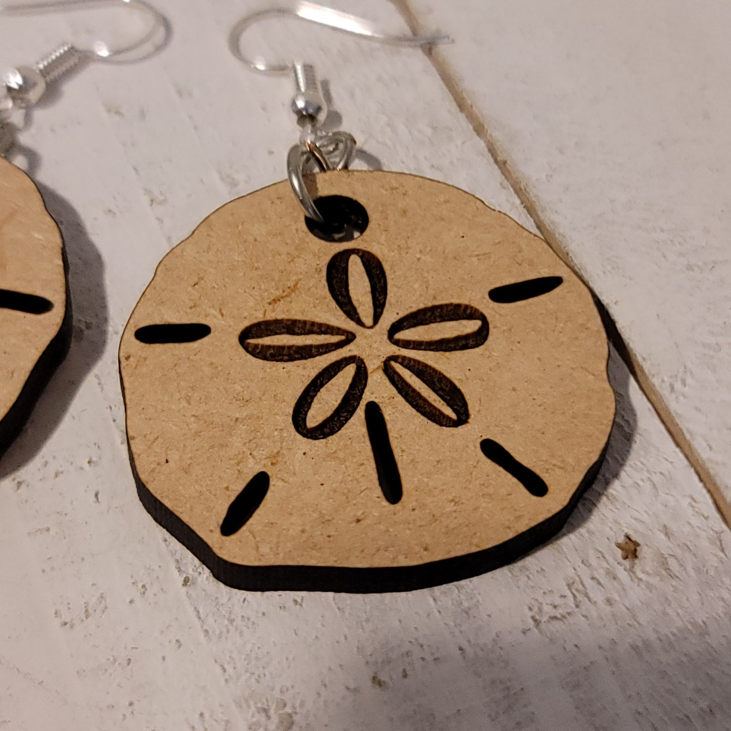 Handmade Laser Cut Sand Dollar Dangle Earrings