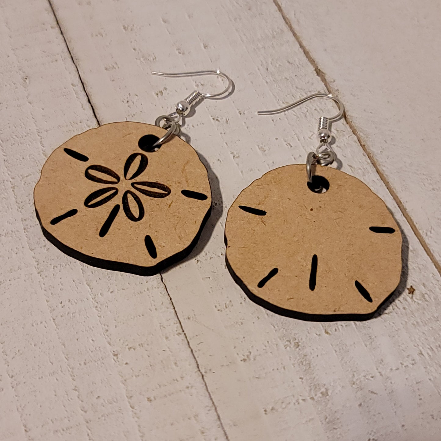 Handmade Laser Cut Sand Dollar Dangle Earrings