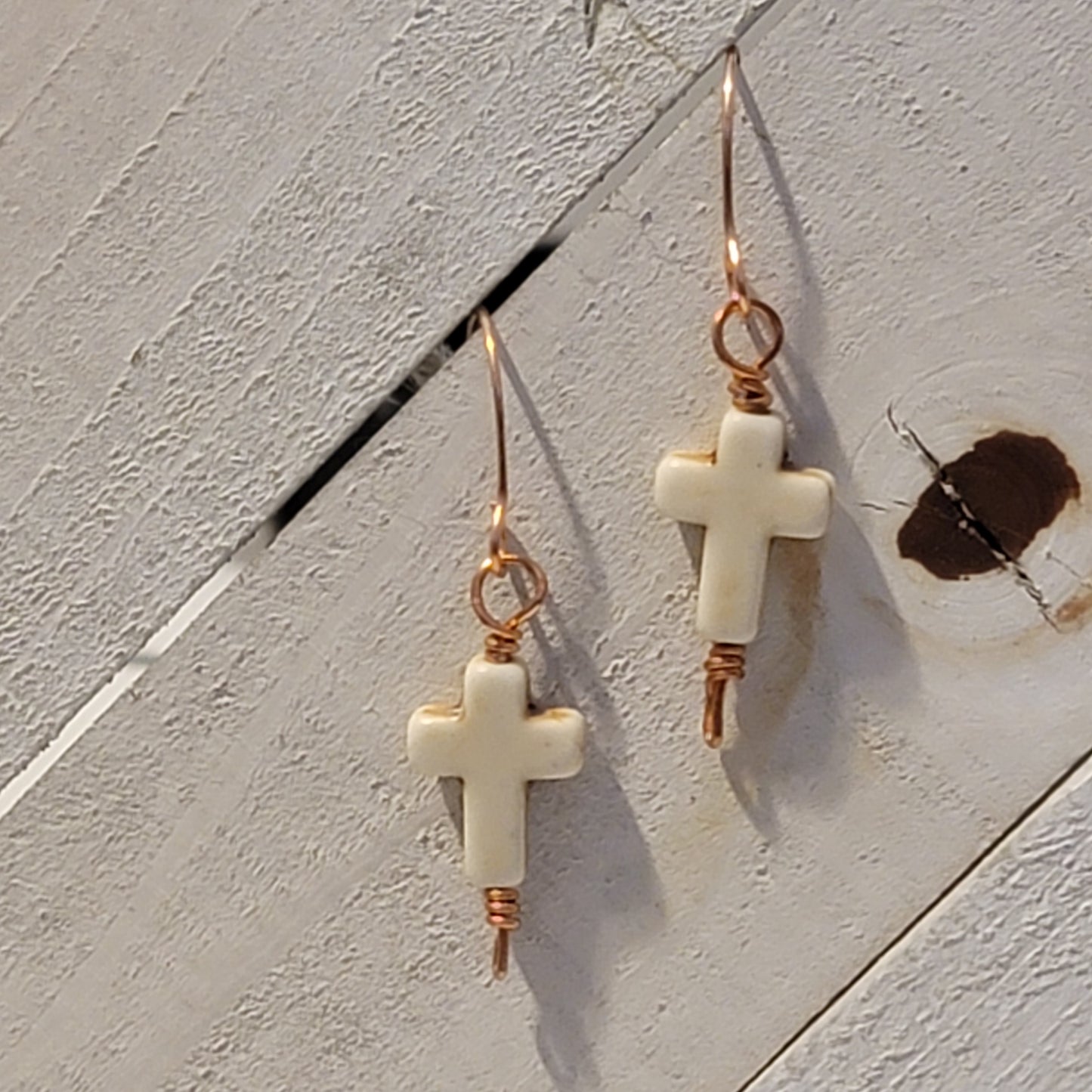 Handmade Dangle Cross Earrings