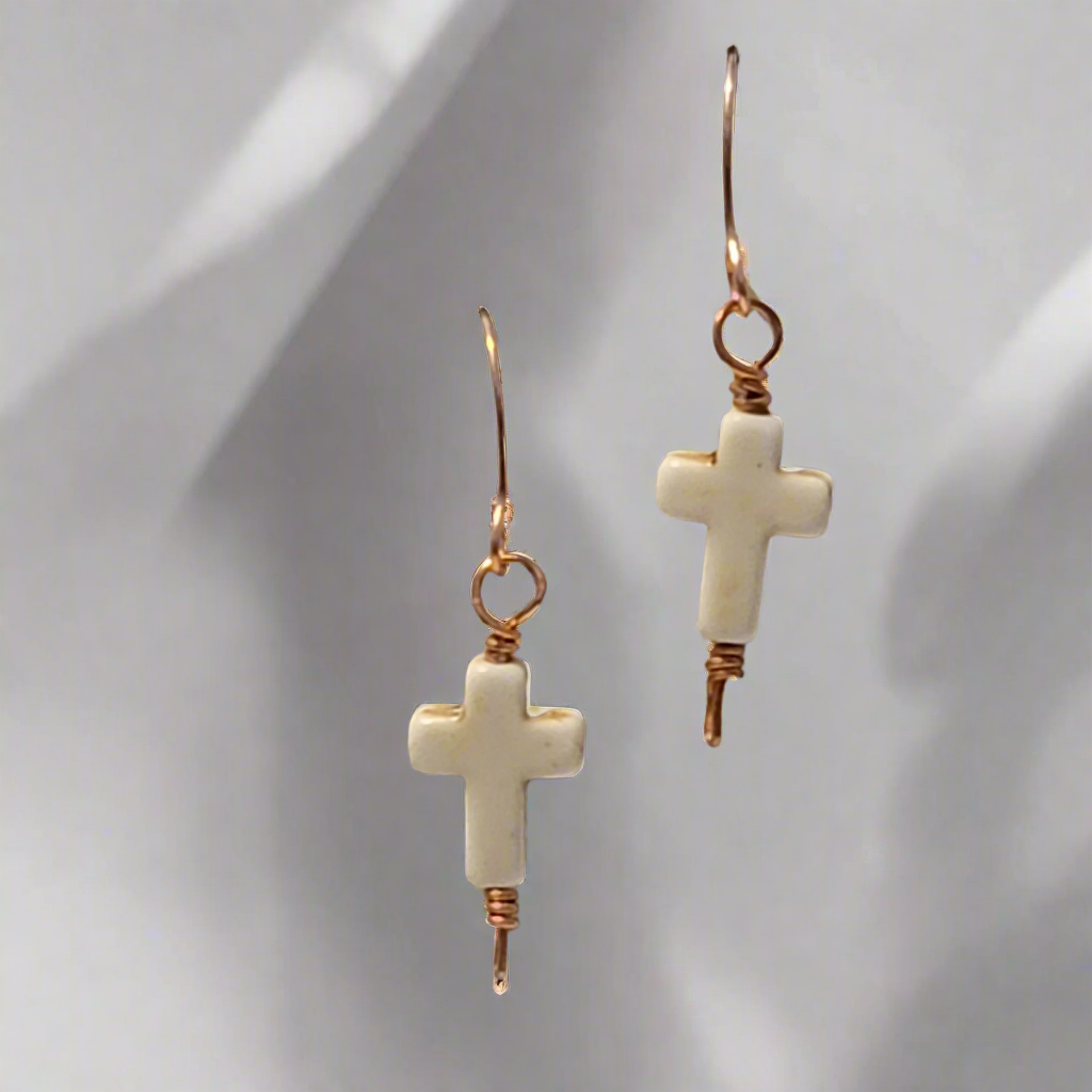 Handmade Dangle Cross Earrings