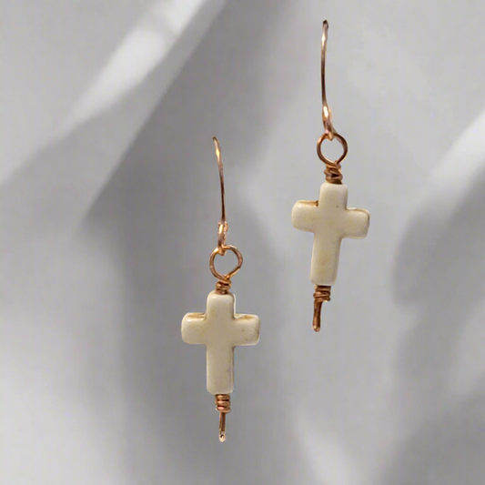 Handmade Dangle Cross Earrings