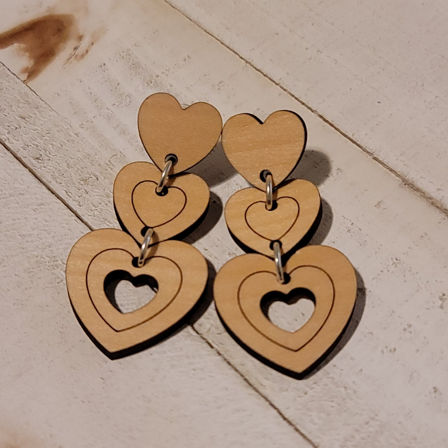 Wood Heart Earrings