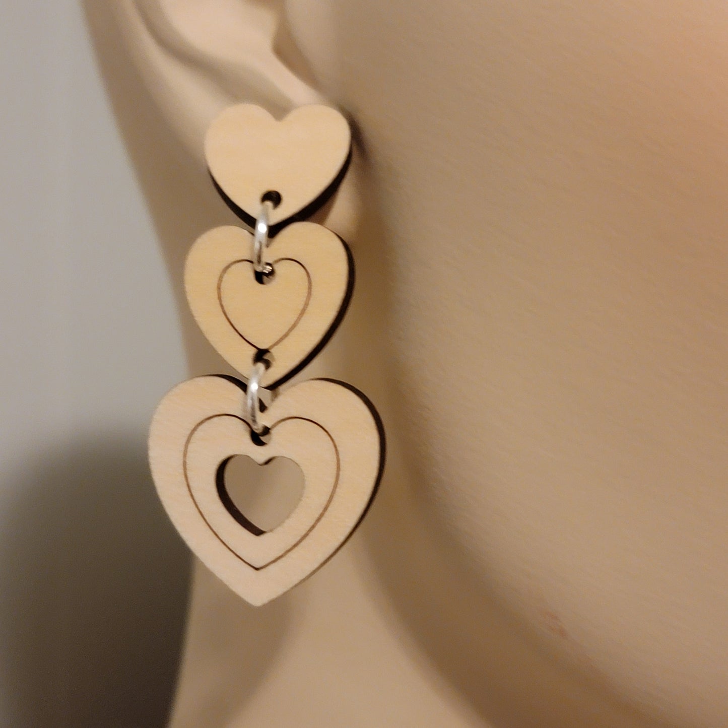 Wood Heart Earrings