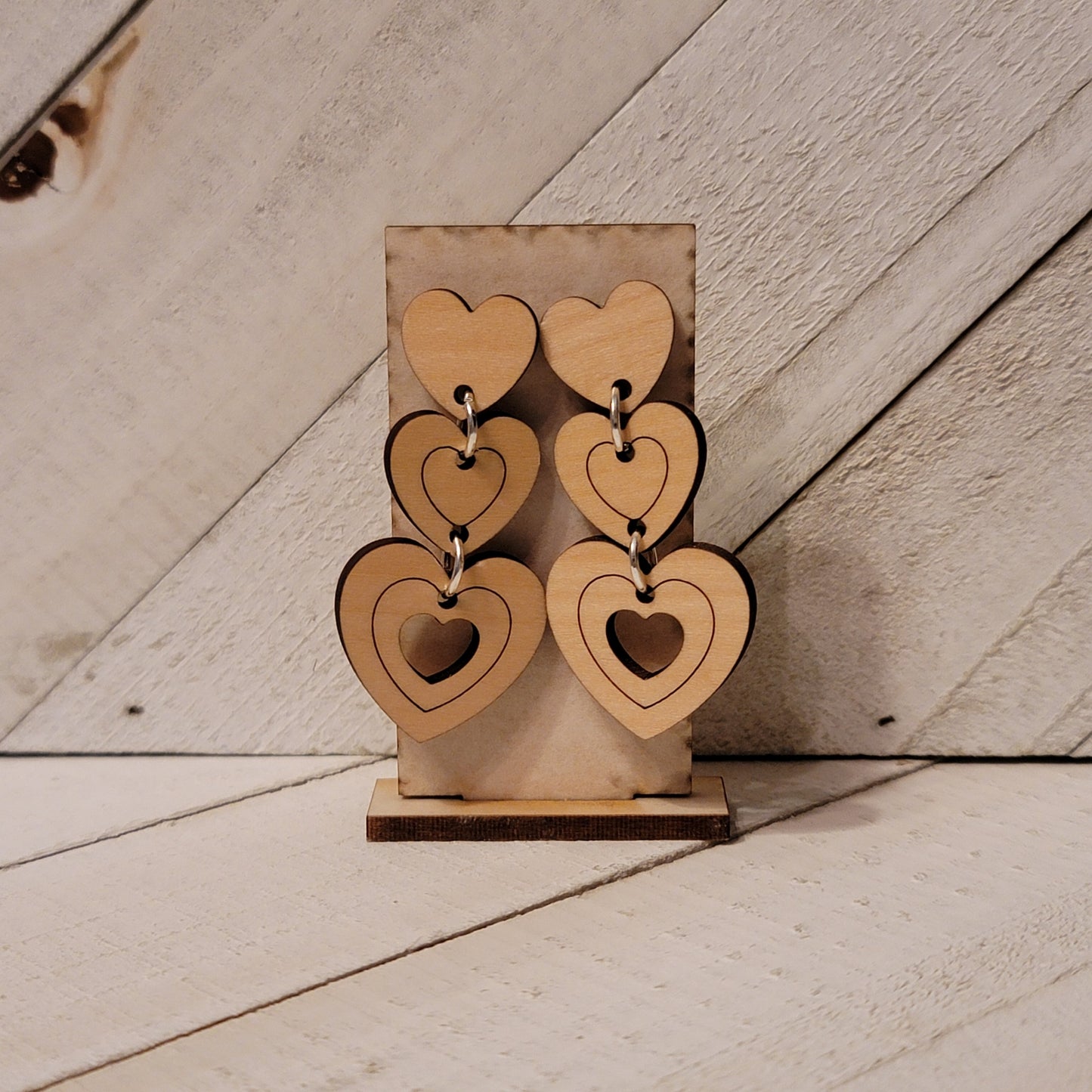 Wood Heart Earrings