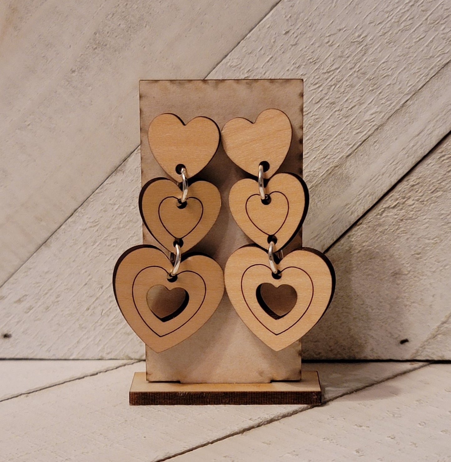 Wood Heart Earrings